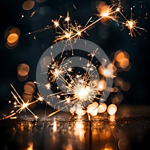 Festive sparklers alight - ai generated image