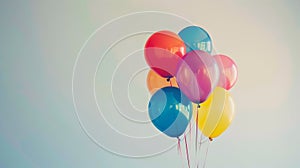 Festive Spherical Balloons Against Pristine White Background Capturing Delight and Wonder