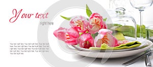 Festive spring table setting, ready template