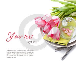 Festive spring table setting, ready template