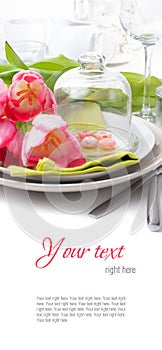 Festive spring table setting, ready template