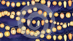 Festive String Lights on Dark Background