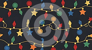 Festive String Lights Pattern on Dark Background