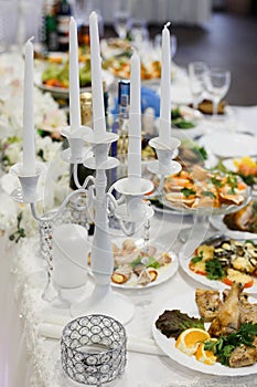 Festive table with candles