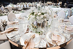 Festive table decoration elements flora luxury hall