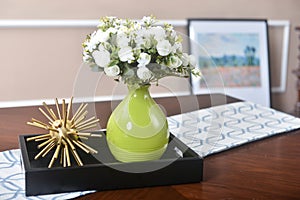 festive table flower bouquet in vase home decoration