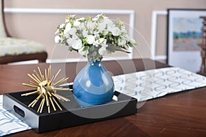 festive table flower bouquet in vase home decoration