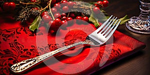 festive table sets. Fork spoon knife