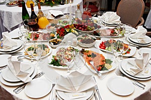 Festive table setting for banquet