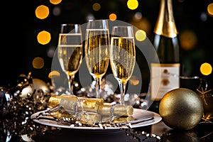 Festive Table Setting with Champagne and Favors