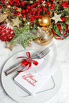 Festive table setting decoration. dinner invitation concept