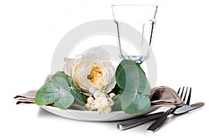 Festive table setting with floral decoration