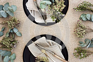 Festive table setting in natural boho styl