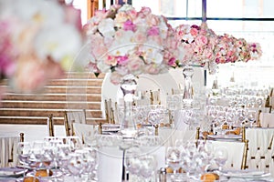 Festive table setting in the restaurant