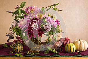 Festive table setting for Thanksgiving day.