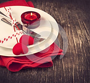 Festive table setting for Valentine's Day