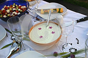 Festive table with tzatziki