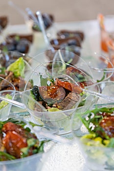 Festive table with a variety of snacks