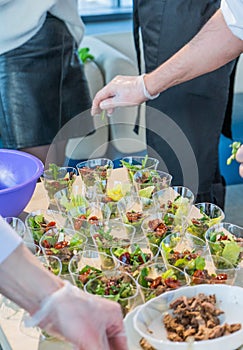 Festive table with a variety of snacks