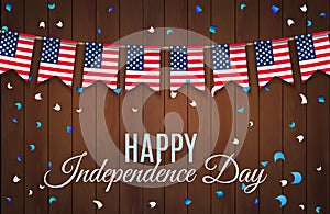 Festive template design for Happy Independence Day July Fourth . 4 july USA Patriotic Bunting,Colorful flag garlands of