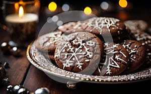 Festive Treats Chocolate Christmas Cookies. Generative AI