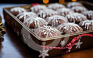 Festive Treats Chocolate Christmas Cookies. Generative AI