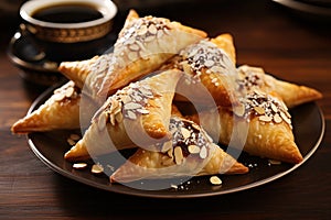 festive treats for Purim, such as triangular pastries filled with sweet