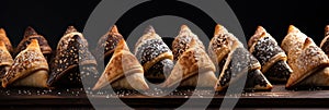 festive treats for Purim, such as triangular pastries filled with sweet