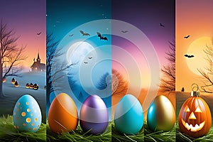 Festive Triptych: Distinct Atmospheres of Easter, Halloween, and Christmas
