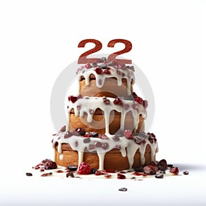 Festive Twenty-two Number Cake In Mike Campau Style