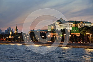 Festive Twilight Lighting Over Moscow Kremlin