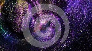 Festive twinkle glitters background video. Abstract blurred backdrop with circles in motion. Footage with liquid shining