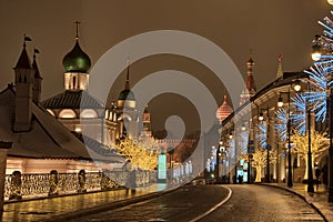 Festive Varvarka Street on the First Day of 2021