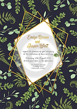 Festive vector luxury golden frame on a black background with le