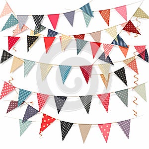 Colorful Bunting Flags Garland on White Background