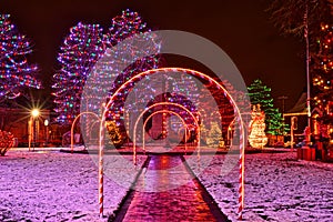 Festive village Christmas display