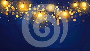 String Lights on Dark Blue Background