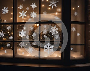 Festive Window Clings and Decals Adding Holiday Cheer to Your Home.AI Generated