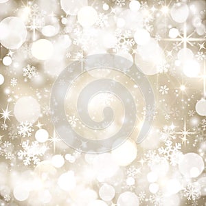 Festive winter background, beige, white circles, snowflakes, bokeh, Christmas, December, January, February, glitter