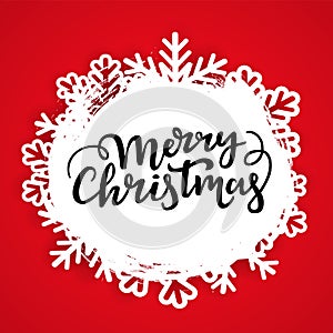 Festive winter card background template. Merry Christmas text