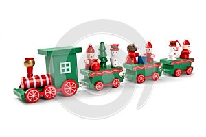 Festive Wooden Train with Snowmen and Christmas Trees