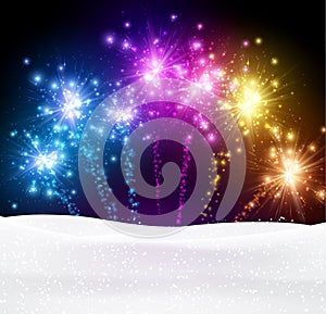 Festive xmas firework background