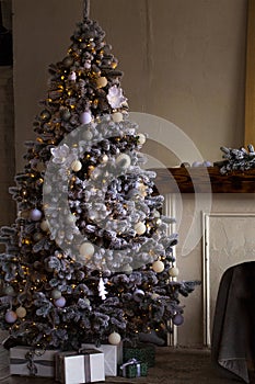 Festively decorated Christmas tree