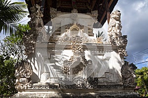 Festively decorated Hindu temple Pura Ped, in Nusa Penida-Bali, Indon