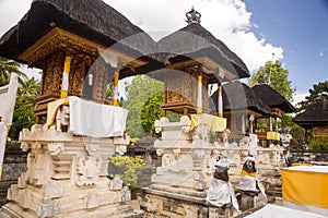 Festively decorated Hindu temple Pura Ped, in Nusa Penida-Bali, Indon