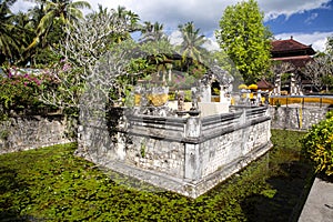 Festively decorated Hindu temple Pura Ped, in Nusa Penida-Bali, Indon