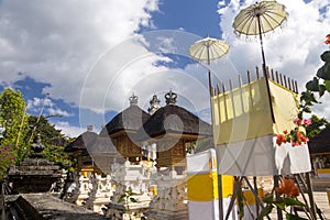 Festively decorated Hindu temple Pura Ped, in Nusa Penida-Bali, Indon