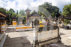 Festively decorated Hindu temple Pura Ped, in Nusa Penida-Bali, Indon