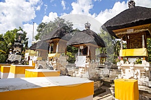 Festively decorated Hindu temple Pura Ped, in Nusa Penida-Bali, Indon