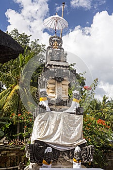 Festively decorated Hindu temple Pura Ped, in Nusa Penida-Bali, Indon